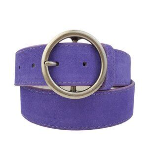 Genuine Purple Suede Belt w. Basic Round Buckle
